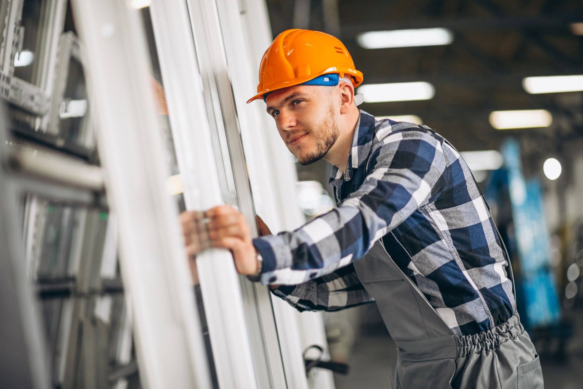A man moving impact windows